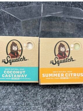 Dr. Squatch Coconut Castaway & Summer Citrus Soap - 5oz Bars 2 pack Light Grit